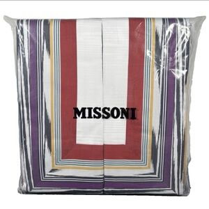 Missoni Duvet Cover Set Striped Flame Multicolor Yarn Dyed Cotton Italy Bedding